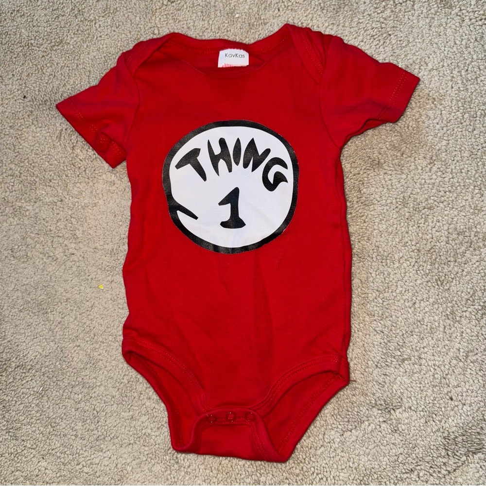 Kavio Infant Dr Seuss Red Thing 1 Onesie Sz 0-3 months